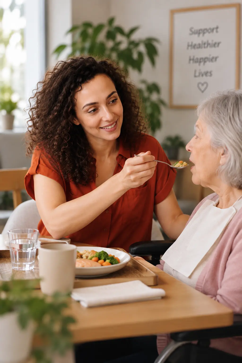 Nutrition and swallowing support for a person with high intensity support needs