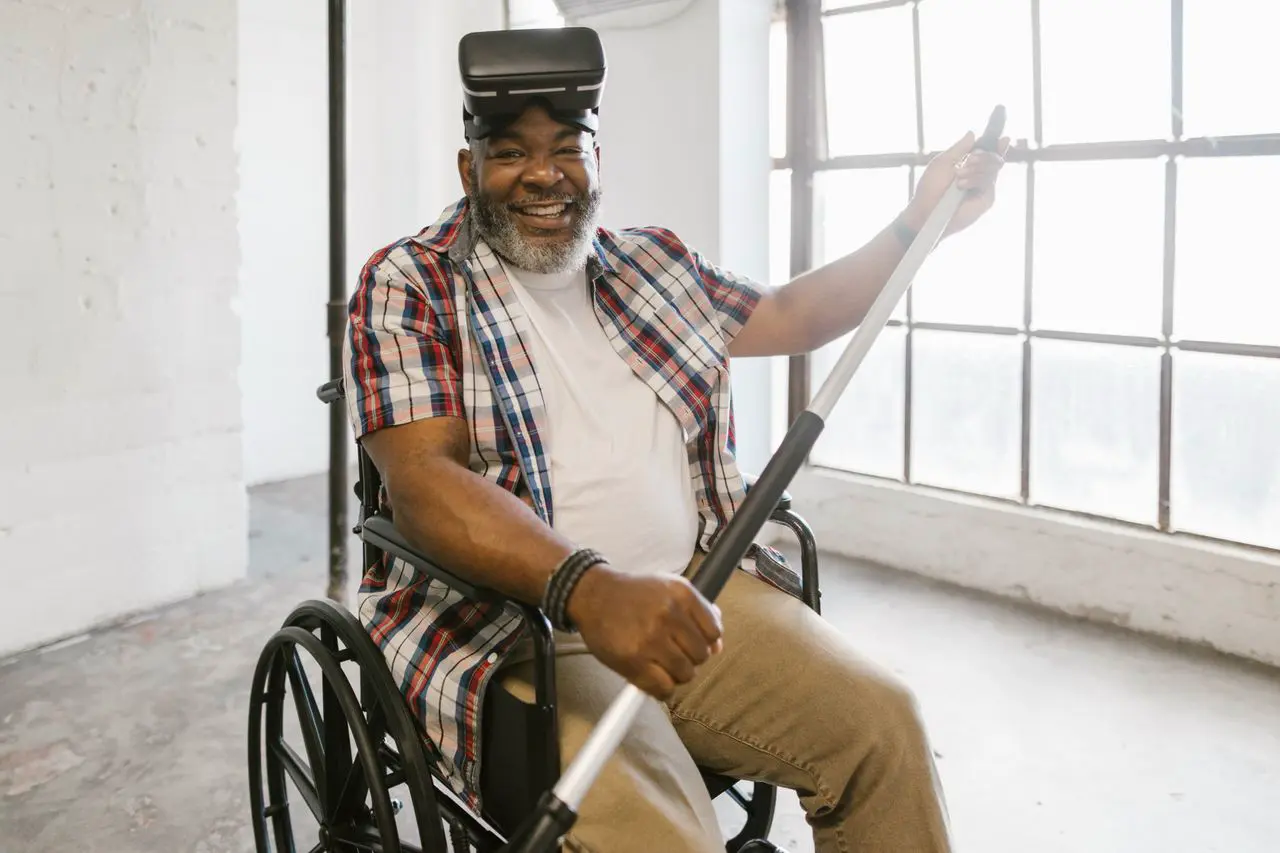 Wheelchair user building independence with household activities at home